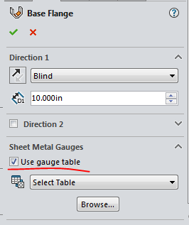 sheet metal gauge table solidworks
